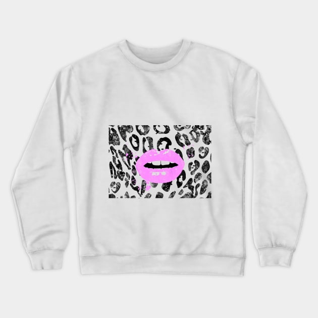 Lips, pink lips Crewneck Sweatshirt by RosaliArt